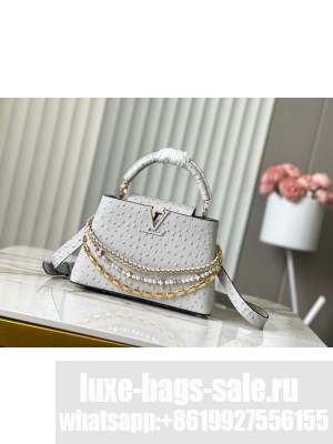 Louis Vuitton Ostrich Capucines BB M12345 gray