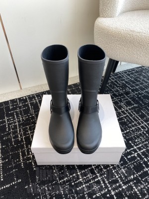 MID CELINE RAIN BOOTS IN RUBBER AND CALFSKIN BLACK