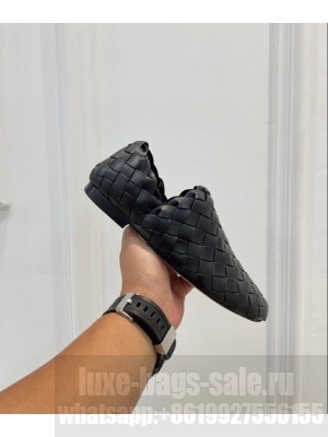 BOTTEGA VENETA Black Stacked leather heel with thin leather outsole  Slipper
