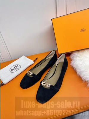 Hermes Bilbao ballet flat Black Suede 2021 Collection