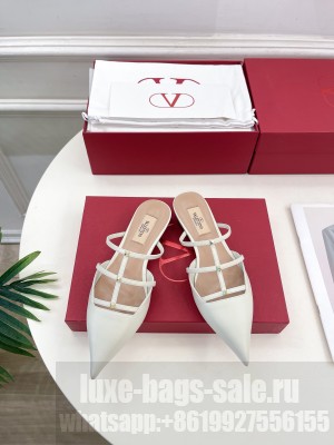 Valentino Garavani Rockstud Wispy Calfskin Mule 20mm White 2025