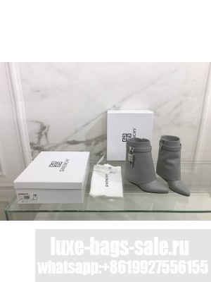 GIVENCHY SHARK LOCK ANKLE BOOTS IN LEATHER 2022,GRAY