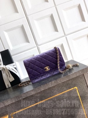 Chanel velvet Wallet On Chain AP1450 Purple