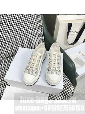 Dior Walk'n'Dior Low-top Platform Sneakers in Gray Oblique Embroidered Cotton