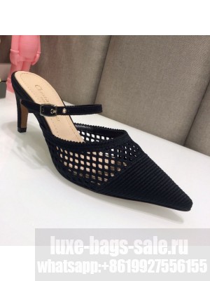Dior D-Choc Heel Mules in Black Mesh Embroidery Spring/Summer 2021 Collection