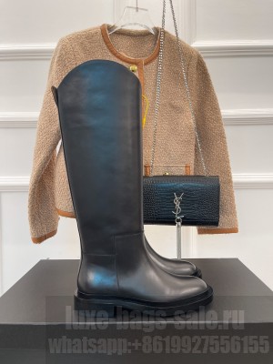 JIL SANDER Lambskin Knee Boots Black