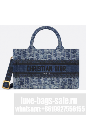 Mini Dior Book Tote Blue Denim Dior Oblique Jacquard S5573CE