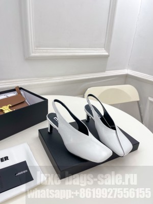 JIL SANDER Lambskin Squared Toe 6.5cm White Slingback sandals
