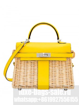 Hermes Kelly Picnic Mini Osier / Swift Vert Verone Yellow