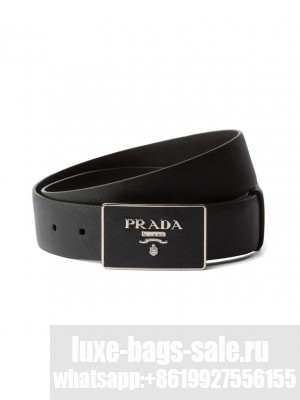 Prada Saffiano Leather Belt Black