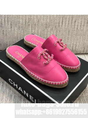 Chanel Chain CC Lambskin Espadrilles Mules Pink Spring/Summer 2021 Collection