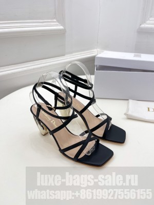 Christian Dior Lambskin Rhodes 7.5cm Heel Black Sandals 2022 Collection