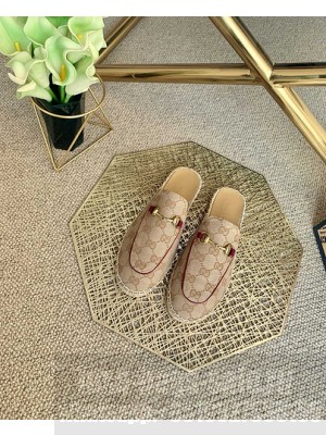 GUCCI UNISEX CANVAS HORSEBIT ESPADRILLES SLIPPERS BROWN 2021 Collection