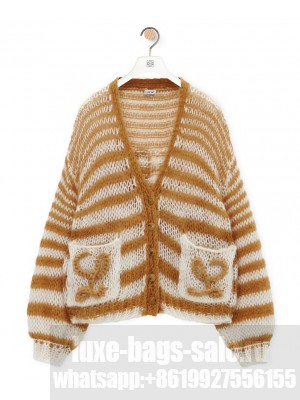 Loewe Women's Anagram Cardigan In Mohair Coffee