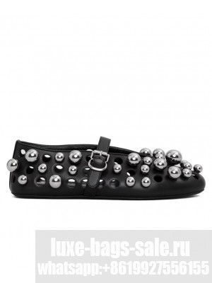 Alaia Women's Ballet Flats With Spheres On Lambskin Black