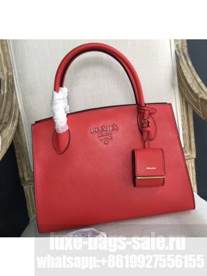 Prada Monochrome Top Handle Bag 1BA155 Red