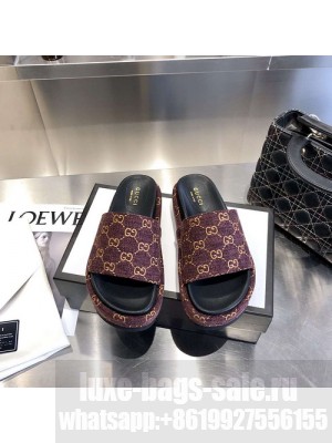 Gucci GG Canvas Platform Slide Sandal 573018 Purple 2021 Collection 