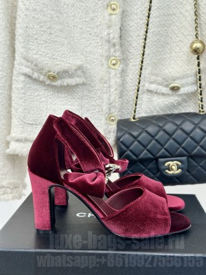 Chanel Velvet, Metal Burgundy G46019 Sandals 2025 