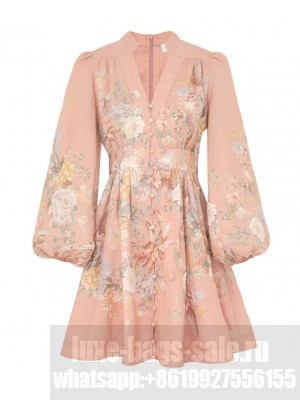 Zimmermann Women's Tallow Plunge Mini Dress Peachblow
