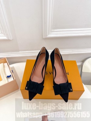 Louis Vuitton Blossom Pumps with Bow 6/8cm in Suede Black 2023
