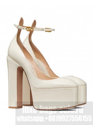 Valentino Garavani Tan-Go Platform Pump In Patent Leather 155mm Cream