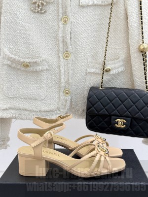 Chanel Sandals Lambskin Beige G46274 heel 4.5cm 2025