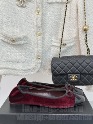 Chanel Ballet flats Lambskin & velvet G46114 burgundy & Black 2025