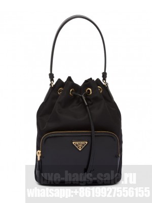 Prada Re-Nylon And Brushed Leather Bag 1BH038 Black
