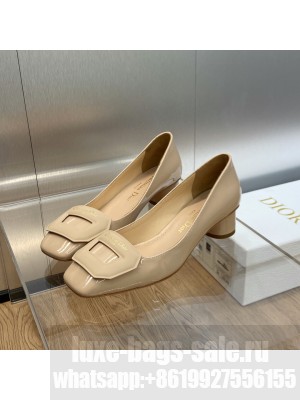 Dior Day Heel 3.5cm in Patent Leather Beige Pump