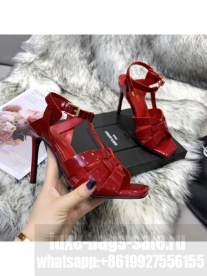 Saint Laurent YSL Patent Calfskin High- Heel Sandals 10cm Red 09 2021 Collection