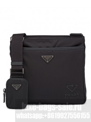 Prada Re-Nylon And Saffiano Leather Shoulder Bag Black