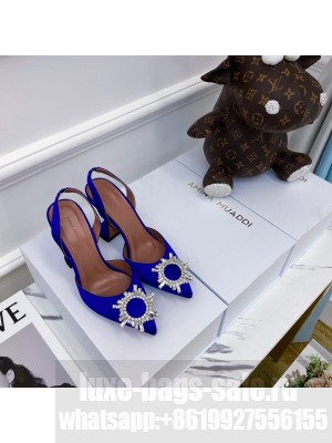 AMINA MUADDI HEEL 6.5CM BEGUM SLINGBACK PUMPS SATIN BLUE 06 2021 Collection