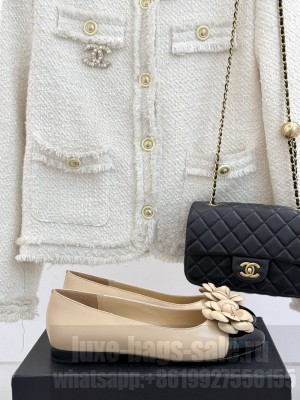 Chanel Lambskin Ballet Flats with Camellia Bloom Charm Beige 2025
