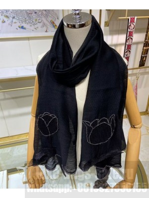 Chanel Women s Tulle Long Scarf Black