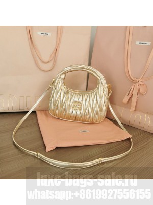 Miu Miu Wander Matelasse Original Sheepskin Bag 5BC125 Gold