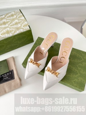 Gucci Women's lambskin with Chain 75mm Mule White 2021 Collection