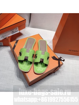 Hermes Oran Flat slippers with Ostrich Leather 083 2021 Collection