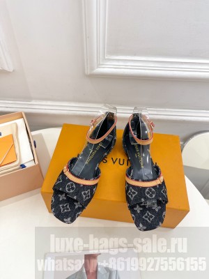 Louis Vuitton Women's Monogram Neo Revival Flat Light Black Denim