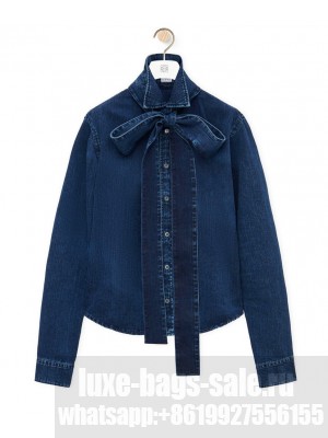 Loewe Women's Bow Shirt In Denim Dark Blue