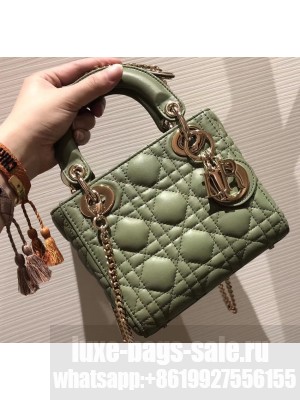 Lady Dior Mini Bag in Cannage with Chain Green