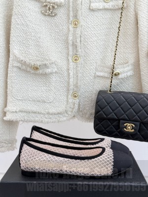 Chanel Mesh With Rhinestones CC Ballet Flat 2025 Pink