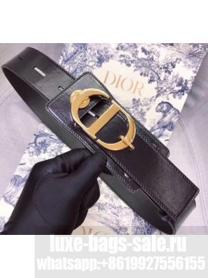 Dior Width 4.5cm 30 Montaigne Calfskin Belt Black/Gold