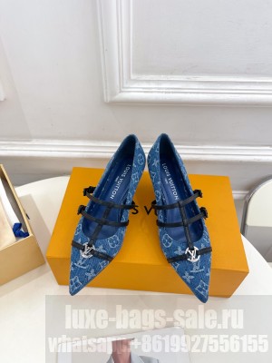 Louis Vuitton 5.5cm Patent calf leather 6AM Pumps Monogram Denim Blue 2025