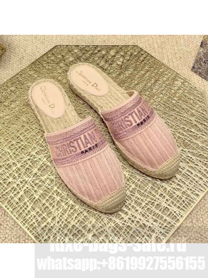 Dior Granville Espadrille Mules in Metallic Thread Embroidered Cotton Pink Spring/Summer 2021 Collection