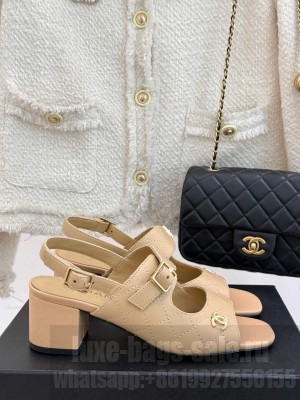 Chanel Goatskin CC logo sandals Beige 