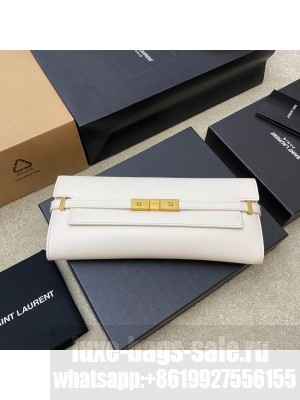 SAINT LAURENT MANHATTAN CLUTCH IN BOX SAINT LAURENT LEATHER 695949 WHITE