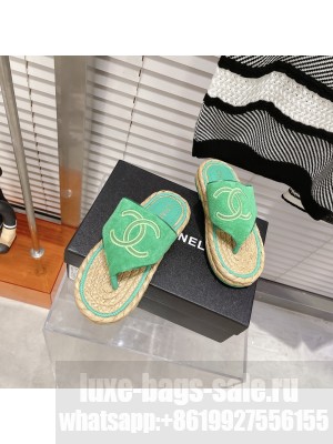 Chanel Espadrilles Tweed Sandals G38947 Green 2022 Collection