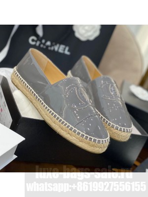Chanel CC Patent Leather Espadrilles Gray Spring/Summer 2021 Collection 59