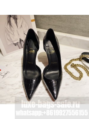 Christian Louboutin Stone Embossed Calfskin Pumps Black 2021 Collection