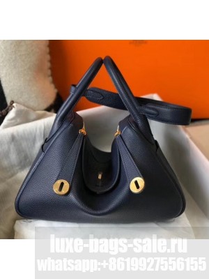 Hermes Lindy 30cm Bag In Togo Calfskin Leather Navy Blue 2020 Collection